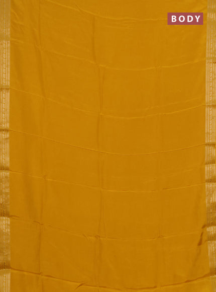 Semi mysore silk saree mustard yellow with plain body and zari woven border