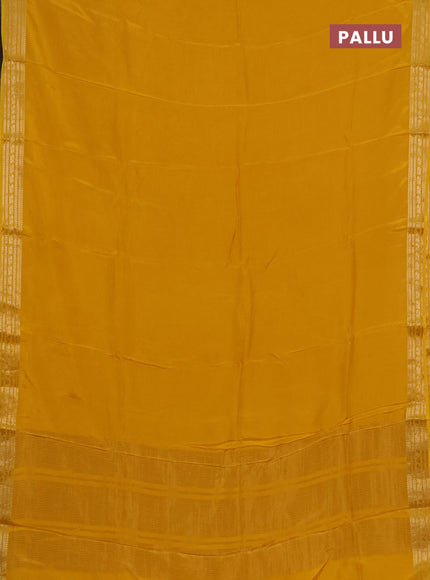Semi mysore silk saree mustard yellow with plain body and zari woven border