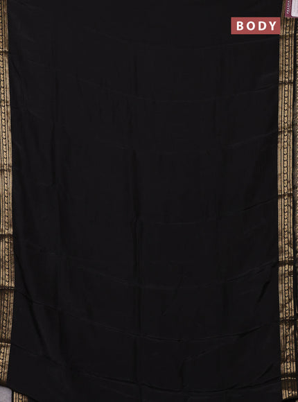 Semi mysore silk saree black with plain body and zari woven border