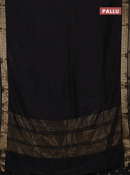 Semi mysore silk saree black with plain body and zari woven border