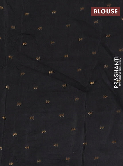 Semi mysore silk saree black with plain body and zari woven border