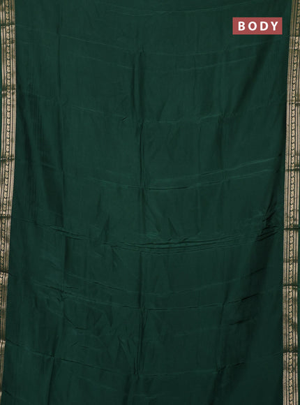 Semi mysore silk saree green with plain body and zari woven border
