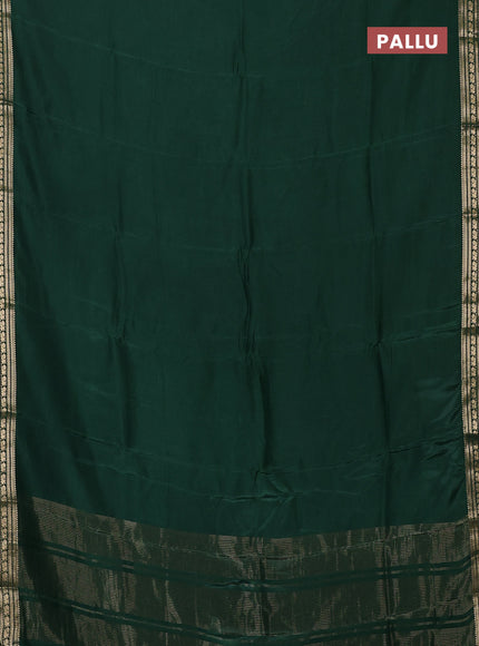 Semi mysore silk saree green with plain body and zari woven border