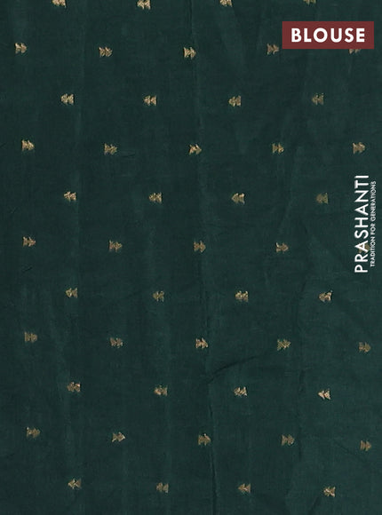 Semi mysore silk saree green with plain body and zari woven border