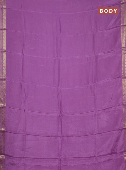Semi mysore silk saree lavender with plain body and zari woven border
