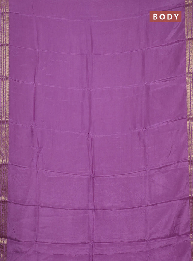 Semi mysore silk saree lavender with plain body and zari woven border