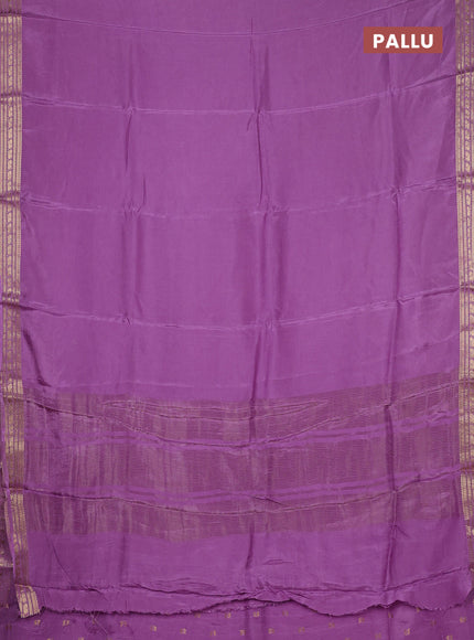 Semi mysore silk saree lavender with plain body and zari woven border
