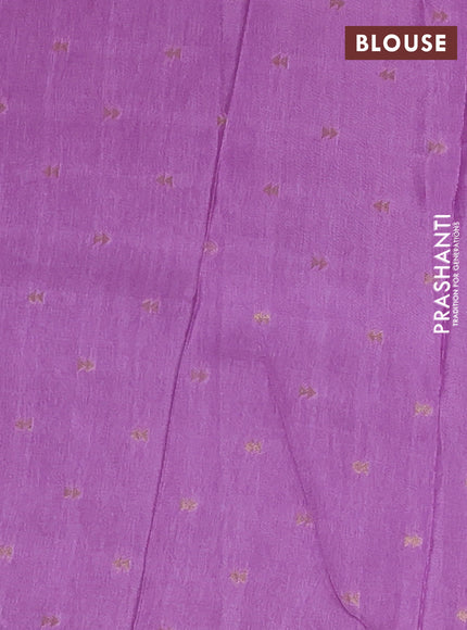 Semi mysore silk saree lavender with plain body and zari woven border