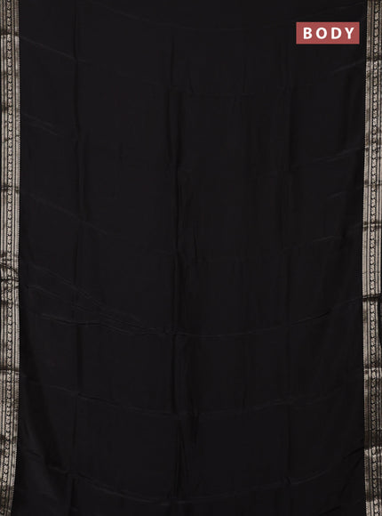 Semi mysore silk saree black with plain body and zari woven border