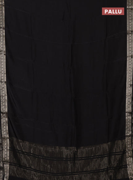 Semi mysore silk saree black with plain body and zari woven border