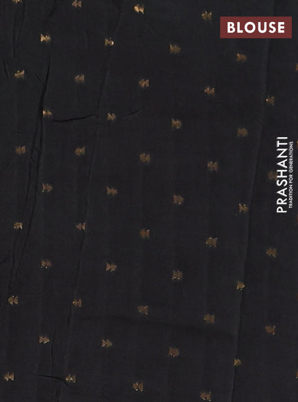 Semi mysore silk saree black with plain body and zari woven border