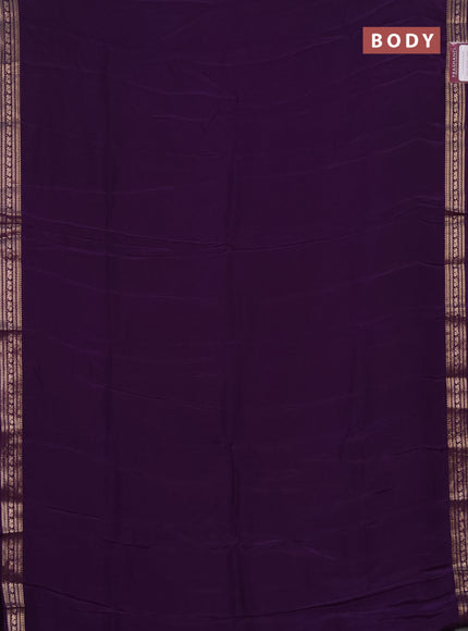 Semi mysore silk saree violet with plain body and zari woven border