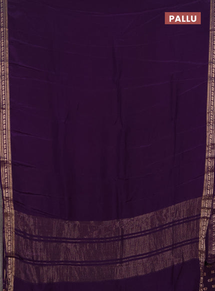 Semi mysore silk saree violet with plain body and zari woven border