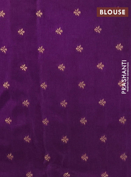 Semi mysore silk saree violet with plain body and zari woven border