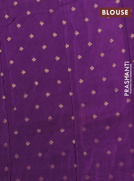 Semi mysore silk saree deep violet with plain body and temple design zari woven border