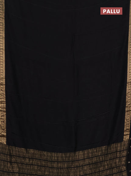 Semi mysore silk saree black with plain body and temple design zari woven border