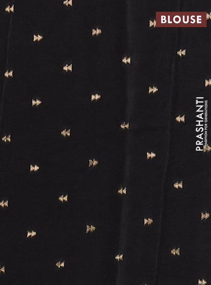 Semi mysore silk saree black with plain body and temple design zari woven border