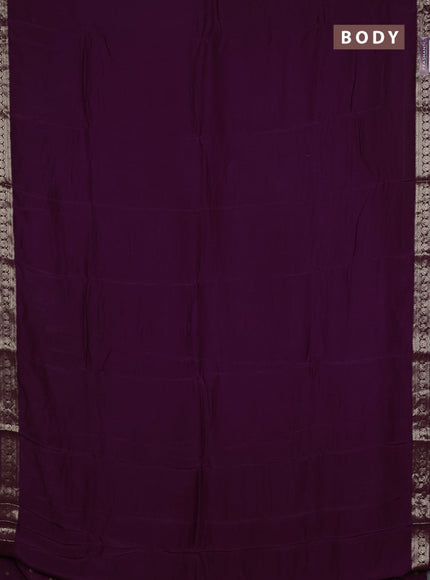 Semi mysore silk saree wine shade with plain body and temple design zari woven border