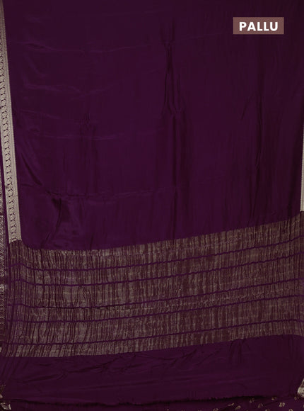 Semi mysore silk saree wine shade with plain body and temple design zari woven border