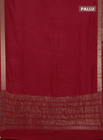 Semi mysore silk saree red with plain body and temple design zari woven border
