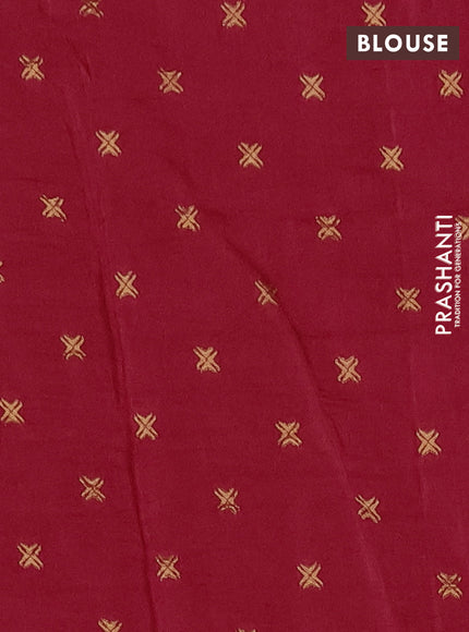 Semi mysore silk saree red with plain body and temple design zari woven border