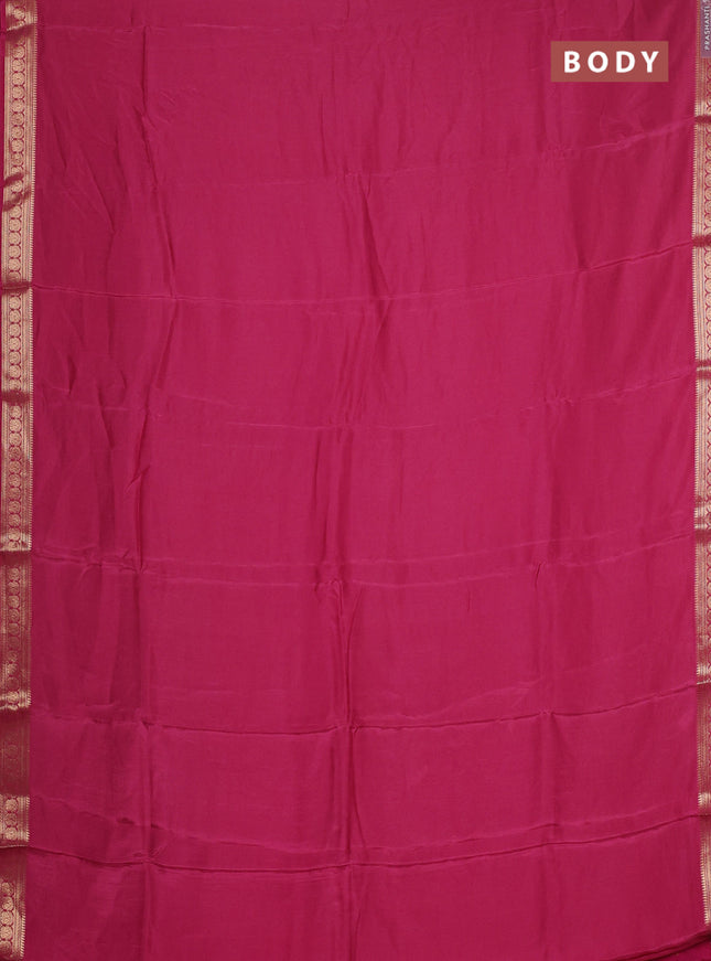 Semi mysore silk saree mauve pink with plain body and temple design zari woven border