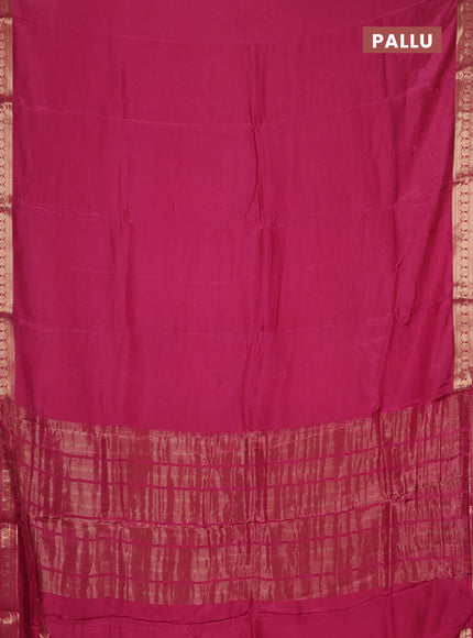 Semi mysore silk saree mauve pink with plain body and temple design zari woven border