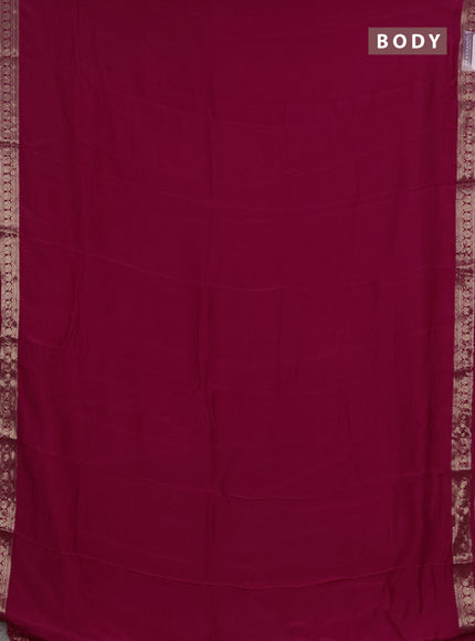 Semi mysore silk saree pink with plain body and temple design zari woven border