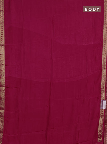Semi mysore silk saree pink with plain body and temple design zari woven border