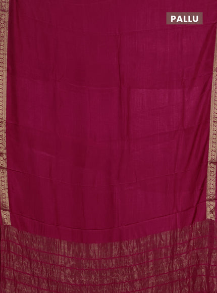 Semi mysore silk saree pink with plain body and temple design zari woven border