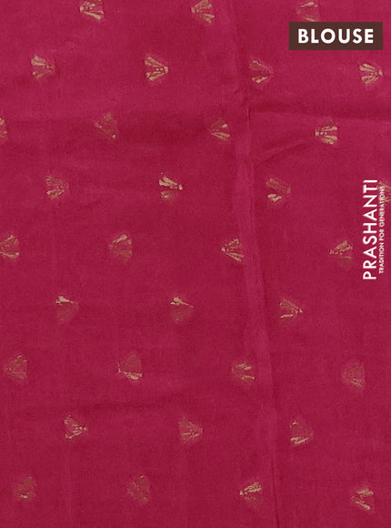 Semi mysore silk saree pink with plain body and temple design zari woven border
