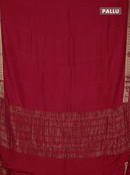 Semi mysore silk saree red with plain body and temple design zari woven border