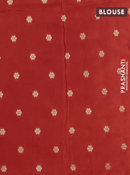 Semi mysore silk saree red with plain body and temple design zari woven border