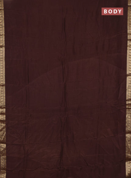 Semi mysore silk saree coffee brown with plain body and temple design zari woven border