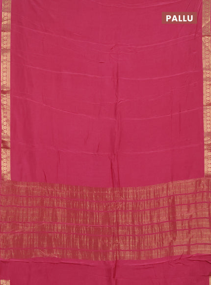 Semi mysore silk saree mauve pink with plain body and temple design zari woven border