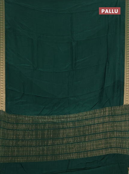 Semi mysore silk saree green with plain body and temple design zari woven border