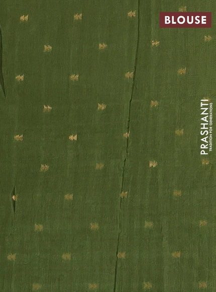 Semi mysore silk saree mehendi green with plain body and temple design zari woven border