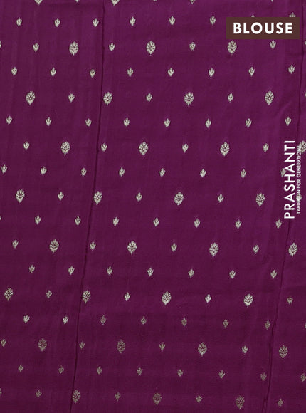 Semi mysore silk saree wine shade with plain body and temple design zari woven border