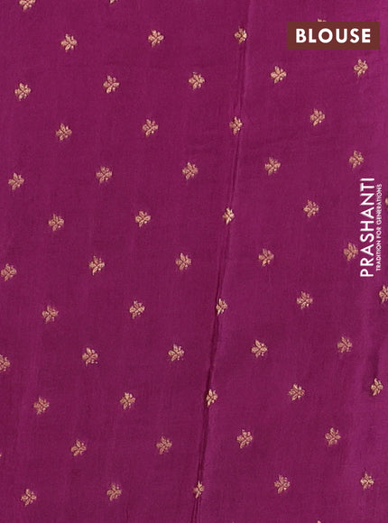 Semi mysore silk saree wine shade with plain body and temple design zari woven border