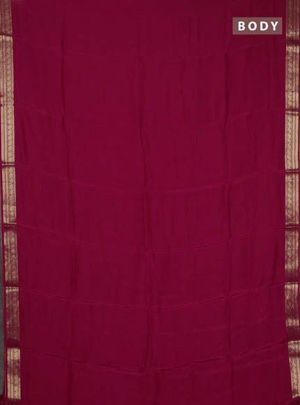 Semi mysore silk saree pink with plain body and temple design zari woven border