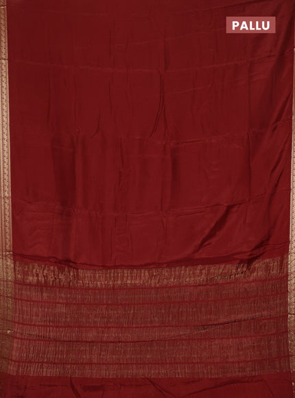 Semi mysore silk saree rust shade with plain body and temple design zari woven border