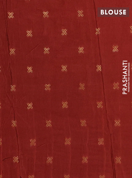 Semi mysore silk saree rust shade with plain body and temple design zari woven border