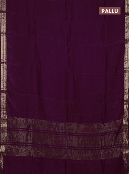 Semi mysore silk saree wine shade with plain body and temple design zari woven border