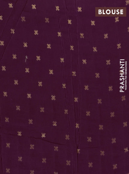 Semi mysore silk saree wine shade with plain body and temple design zari woven border