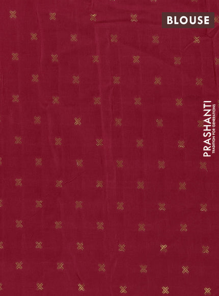 Semi mysore silk saree red with plain body and temple design zari woven border