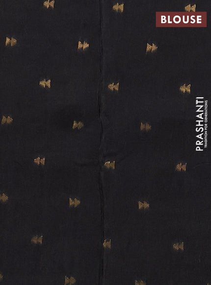 Semi mysore silk saree black with plain body and temple design zari woven border