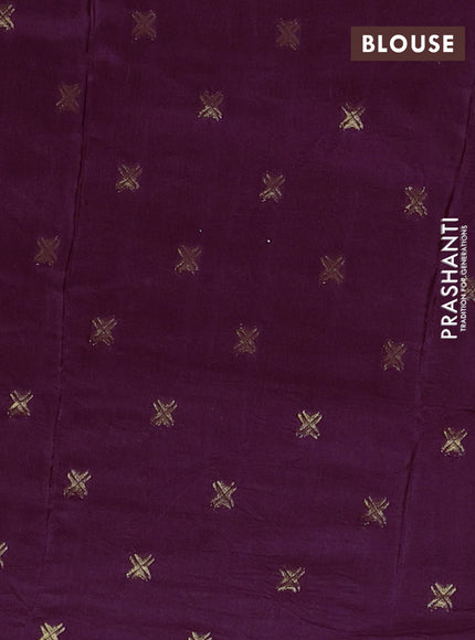 Semi mysore silk saree wine shade with plain body and temple design zari woven border