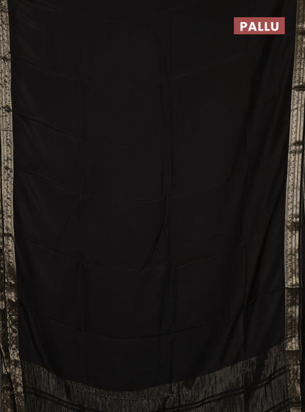 Semi mysore silk saree black with plain body and temple design zari woven border
