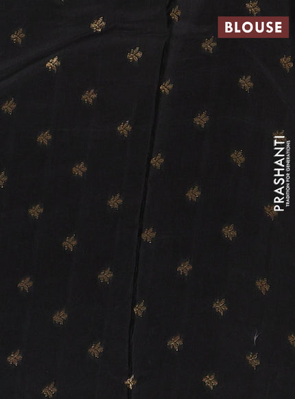 Semi mysore silk saree black with plain body and temple design zari woven border