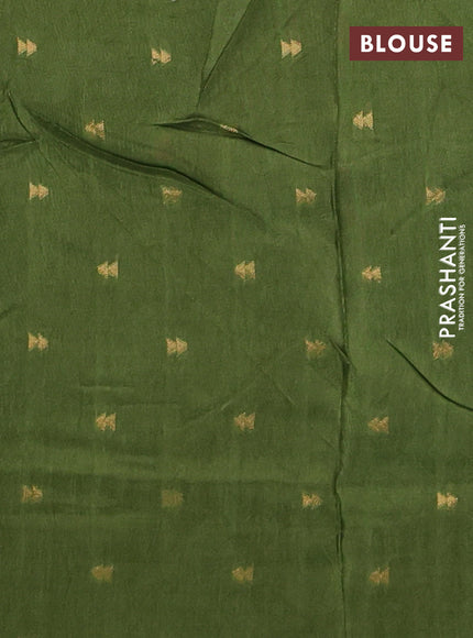 Semi mysore silk saree green with plain body and temple design zari woven border